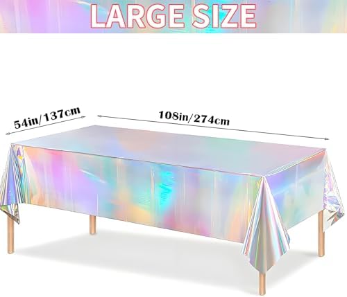 Iridescent Pink Tablecloths - Shiny Holographic Disposable Party Covers