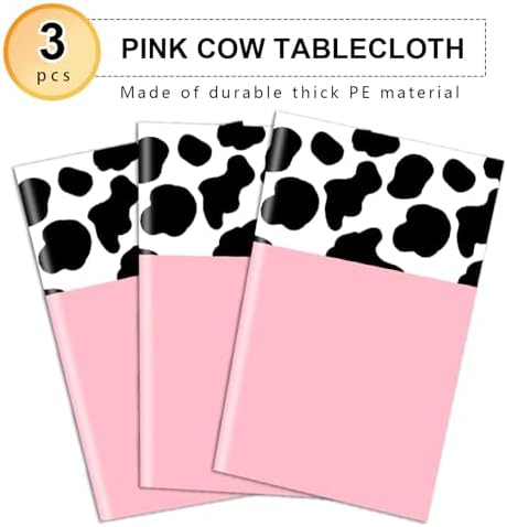 PHOGARY Pink Cow Table Runner Set 3 Pieces