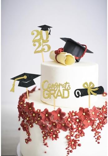 24Pcs Graduation Cupcake Toppers Gold 1
