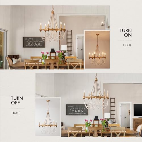 Boho Beaded Chandelier with 6 Lights W256