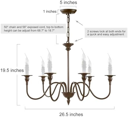 Overstock Moden Farmhouse 6-Light Metal Chandelier Ceiling Pendant