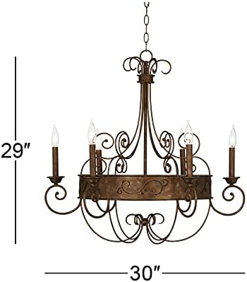 Franklin Iron Works Rust Bronze Chandelier 6 Light 30 Inch Wide