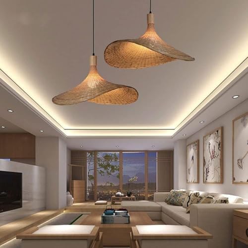 Modern Rattan Chandelier Pendant Light E27 Ceiling Lamp 50cm