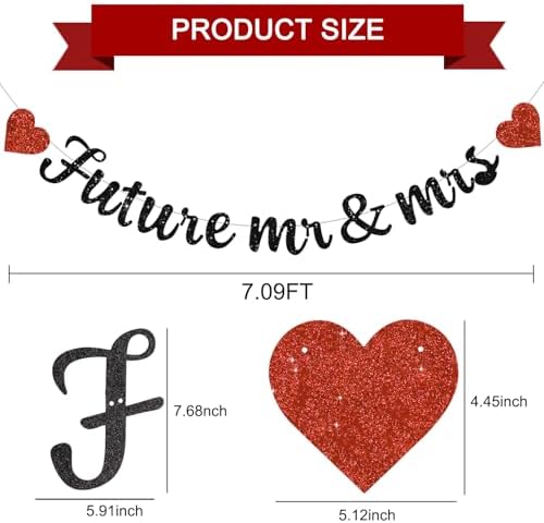 Glitter Black Future Mr Mrs Pre-Strung Banner