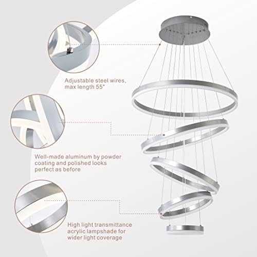 Modern LED Chandelier 5 Rings for Dining Room