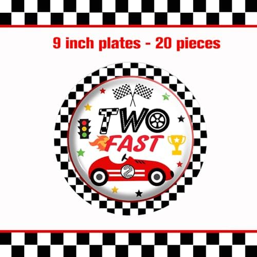 XXDecor 80 Pcs Race Car Birthday Party Plates