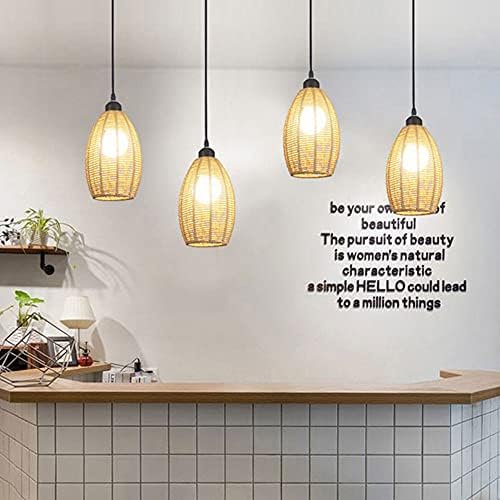 Retro Chinese Style Hanging Chandelier with Woven Rattan
