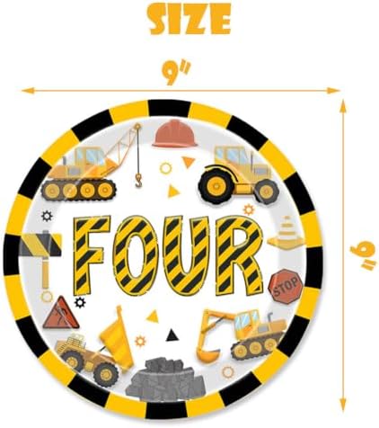 Construction 4th Birthday Party Plates Dump Truck
