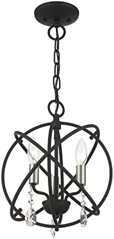 Livex Aria Convertible Chandelier 3 Light Black