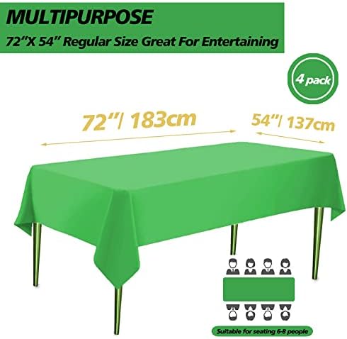 FUNTOOB Green Plastic Table Cloth 4 Pack