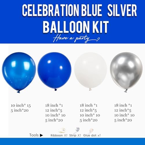 Pearl Royal Blue and White Gold Balloon Garland Arch Kit