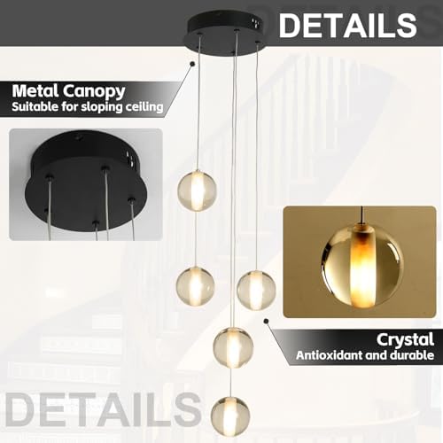 Modern Black 5 Light Crystal Chandelier with Raindrop Design