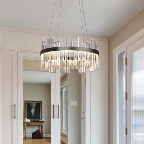 Modern 3 Color Dimmable Chandelier with Crystal Design