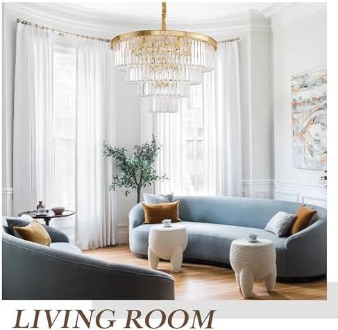 Gold Plated Crystal Chandelier 4-Tier Dining Room Light