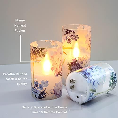 Floral Flameless Candles with Remote Control Decor