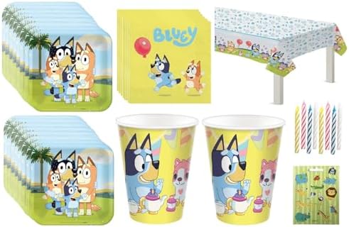 Bluey Birthday Party Supplies Bundle for 16