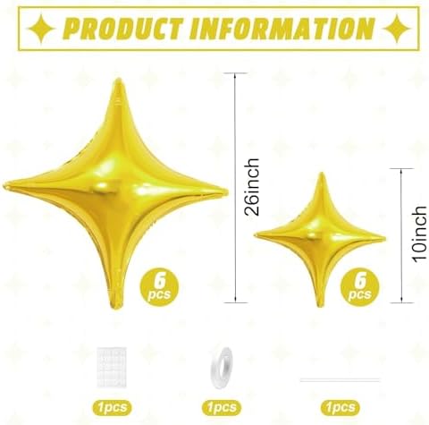 Gold Star Balloons 12Pcs Foil Decorations for Parties