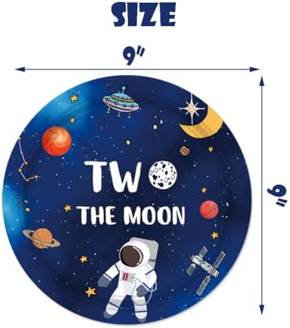 60 Pcs Moon Birthday Decorations - Paper Plates Napkins Cups