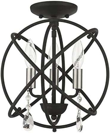 Livex Aria Convertible Chandelier 3 Light Black