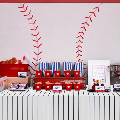 4 Pack Plastic Baseball Tablecloths 51x86 Inches