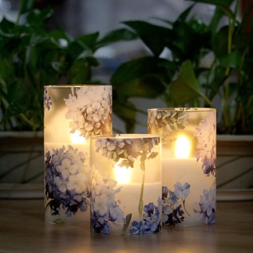 Floral Flameless Candles with Remote Control Decor