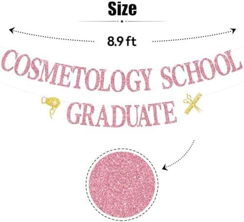 Cosmetology School Graduate Banner with Pink Glitter