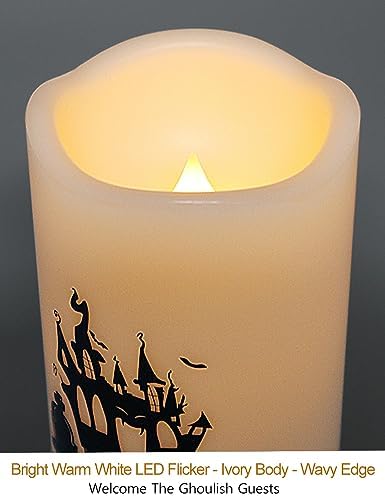 HOME MOST Set of 2 Halloween Outdoor LED Pillar Candles with Timer