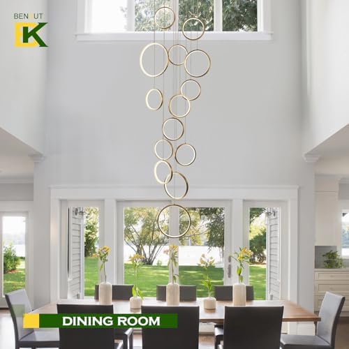 14 Ring Modern LED Chandelier for High Ceiling Entryway