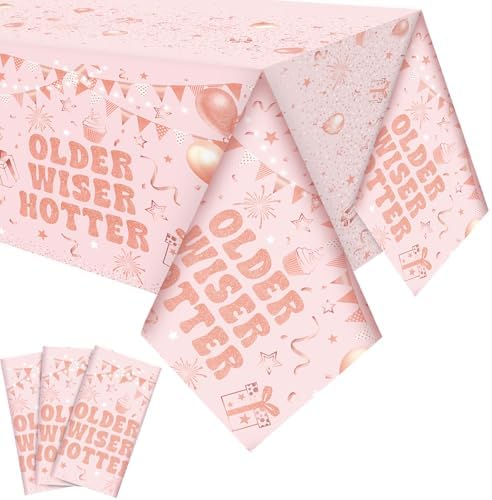 Oudain 3 Pcs Rose Gold Birthday Tablecloths