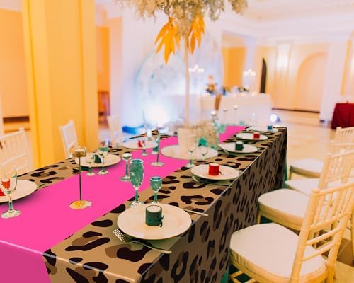 Buryeah Leopard Print Tablecloth Pink 54x108