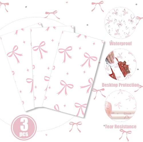3pcs Coquette Pink Bow Tablecloth 54x108inch Party Plastic Cover
