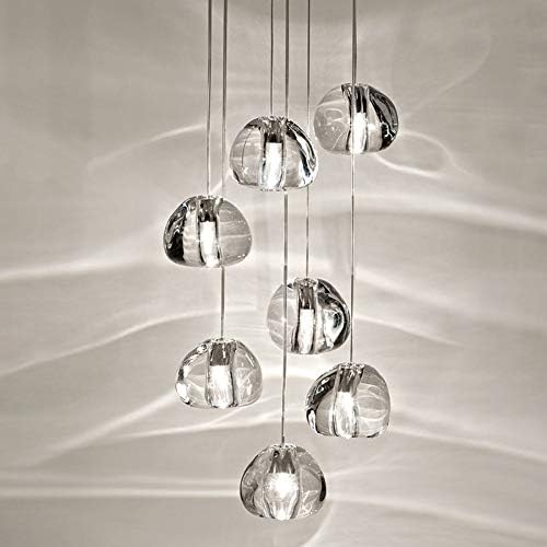 Crystal Chandelier Modern Pendant Light LED Raindrop Ceiling Light 7 Lights Round
