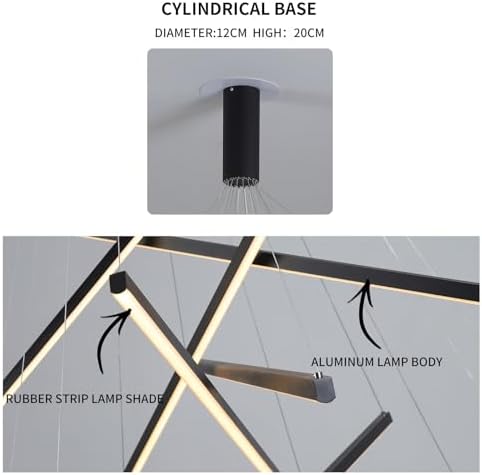 JAYMP Modern Dimmable Pendant Light Chandelier for High Ceilings Black 7-Lights
