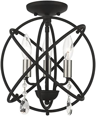Livex Aria Convertible Chandelier 3 Light Black