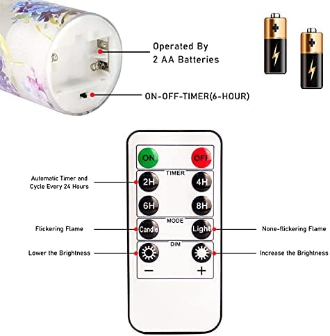 Floral Flameless Candles with Remote Control Decor