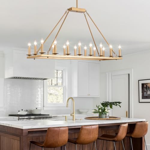 Modern Farmhouse Gold Rectangle Chandelier