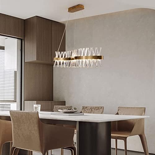 Modern LED Gold Crystal Chandelier 40 Flush Mount Light Fixture