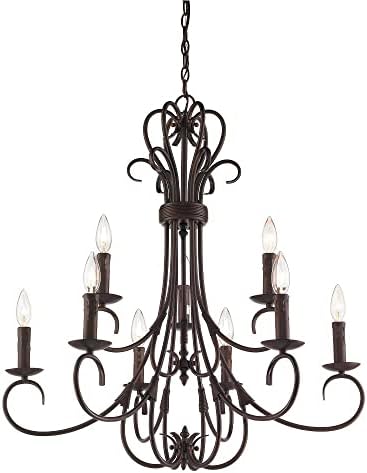 Golden Lighting 8606-CN9 RBZ Homestead Nine Light Candelabra Chandelier