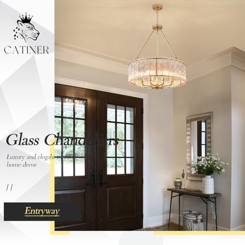 Gold Drum Chandelier 244 8-Light Crystal Ceiling Light