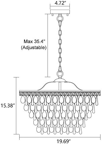 Wellmet 6 Light Crystal Chandelier 5 Tiers Farmhouse Ceiling Lighting Fixture 20 Inch