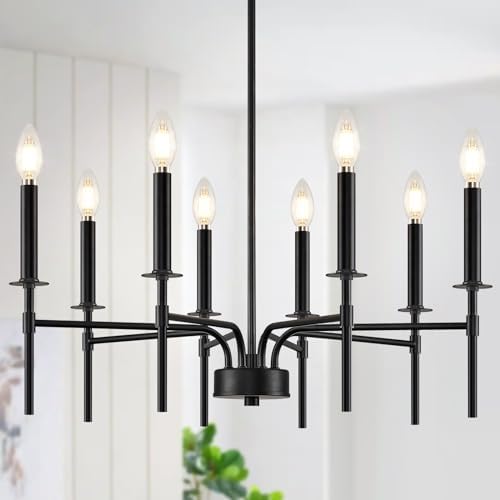 ZUYURT 8 Light Black Chandelier for Modern Farmhouse Dining Room