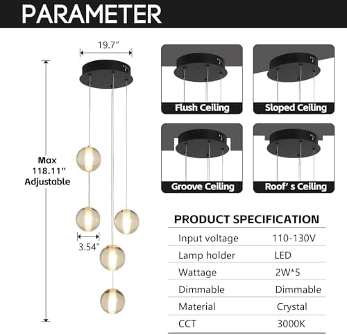 Modern Black 5 Light Crystal Chandelier with Raindrop Design