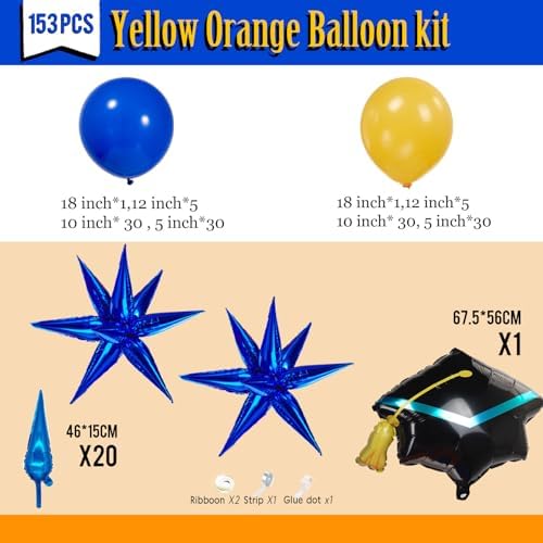 Kozeek Royal Blue Yellow Balloon Garland Arch Kit 150pcs