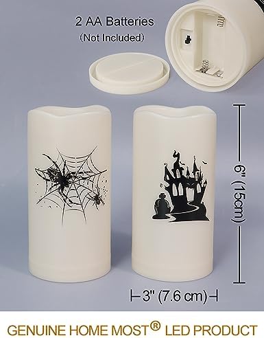 HOME MOST Set of 2 Halloween Outdoor LED Pillar Candles with Timer