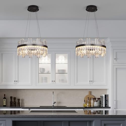 Modern 3 Color Dimmable Chandelier with Crystal Design