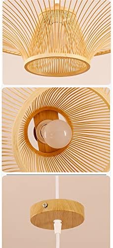Modern Industrial Bamboo Chandelier with Wicker Shade