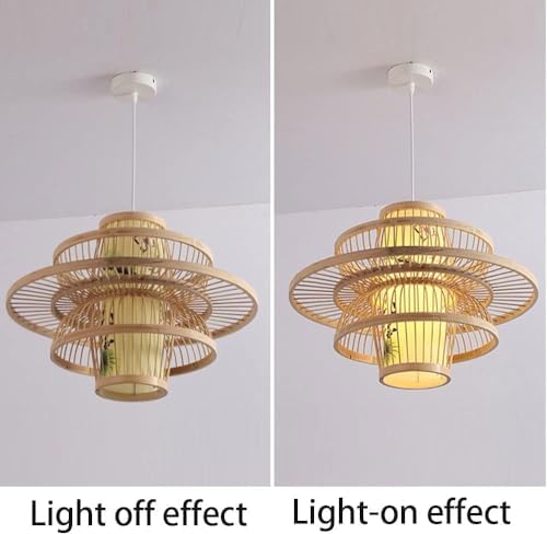 MUTTER Beige Wicker Rattan Basket Chandelier Lamp Shade