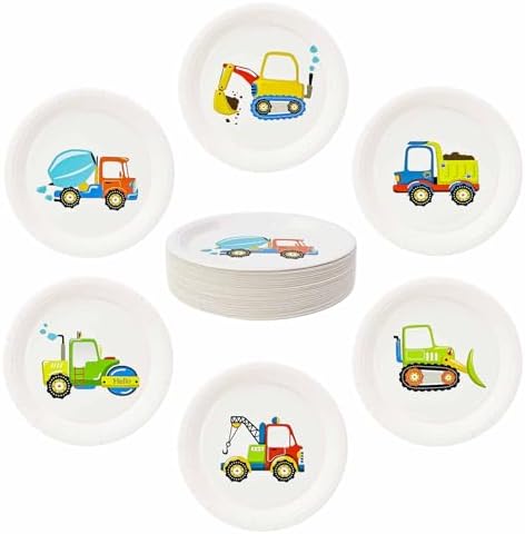 SietDESO 60PCS 7Inch Construction Paper Plates for Kids Party