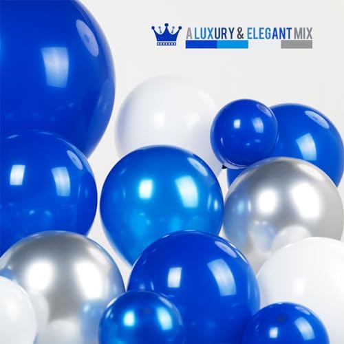 Pearl Royal Blue and White Gold Balloon Garland Arch Kit