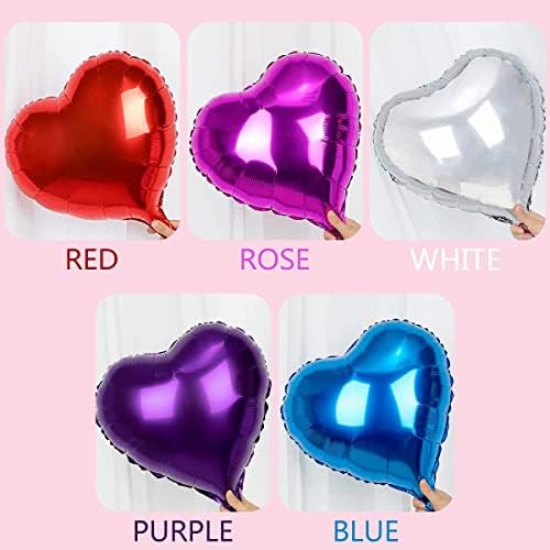 20 Pack Rainbow Heart Shaped Foil Balloons 5 Inches